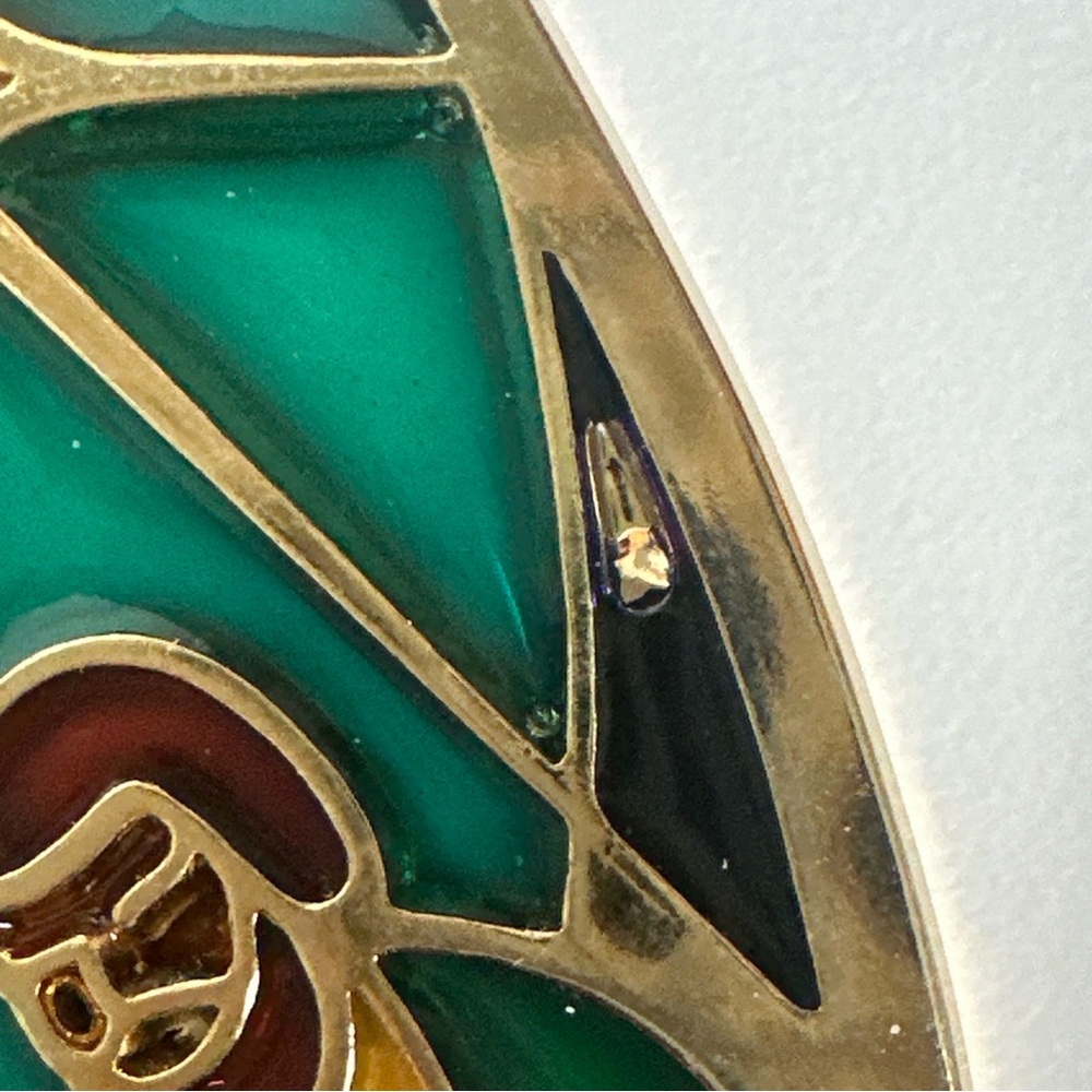 (2) Holy Family Stained Glass Window Teardrop Shape Gold Tone Xmas Ornament - Picture 4 of 15
